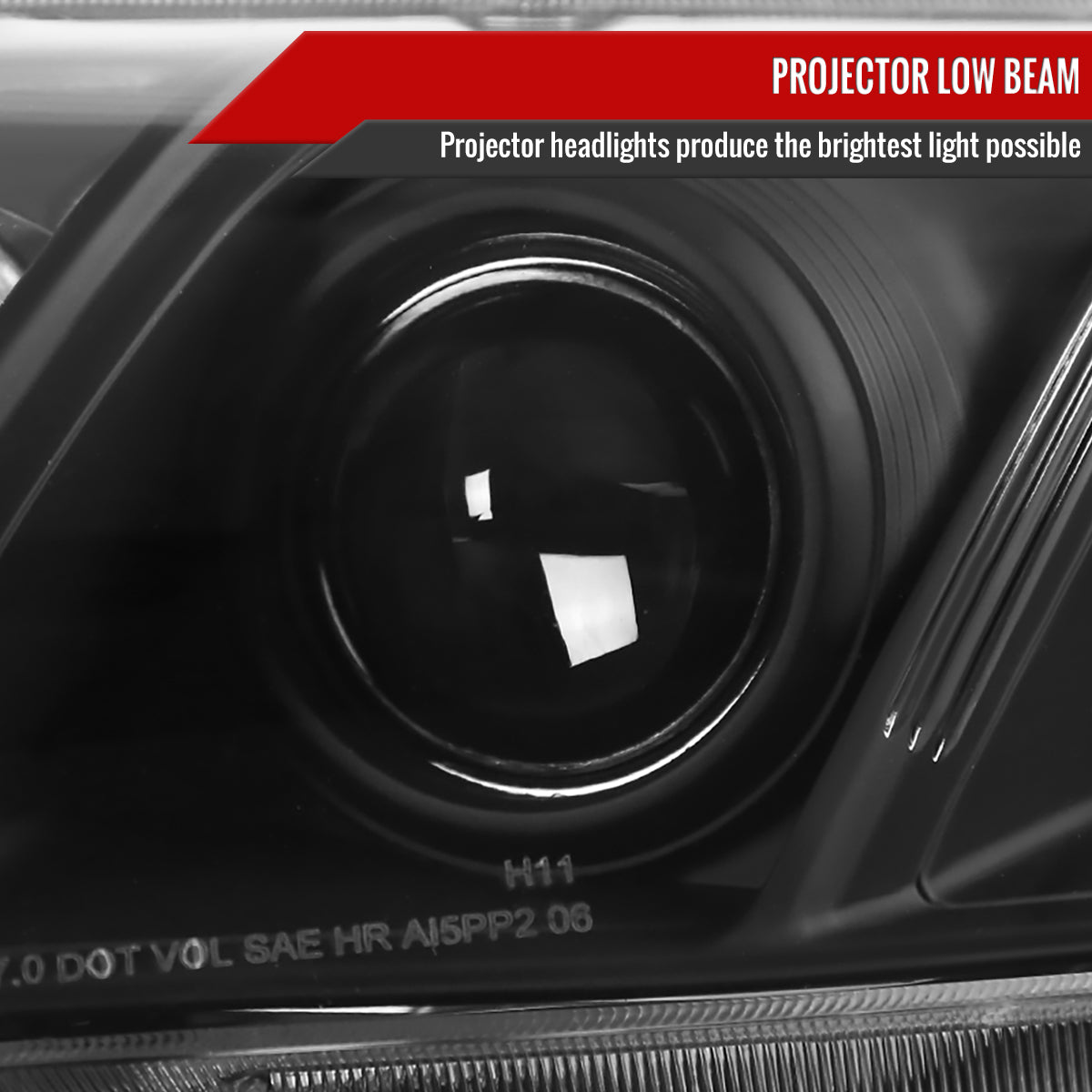 2007-2009 Toyota Camry Projector Headlights w/ Amber Reflectors (Matte Black Housing/Clear Lens)