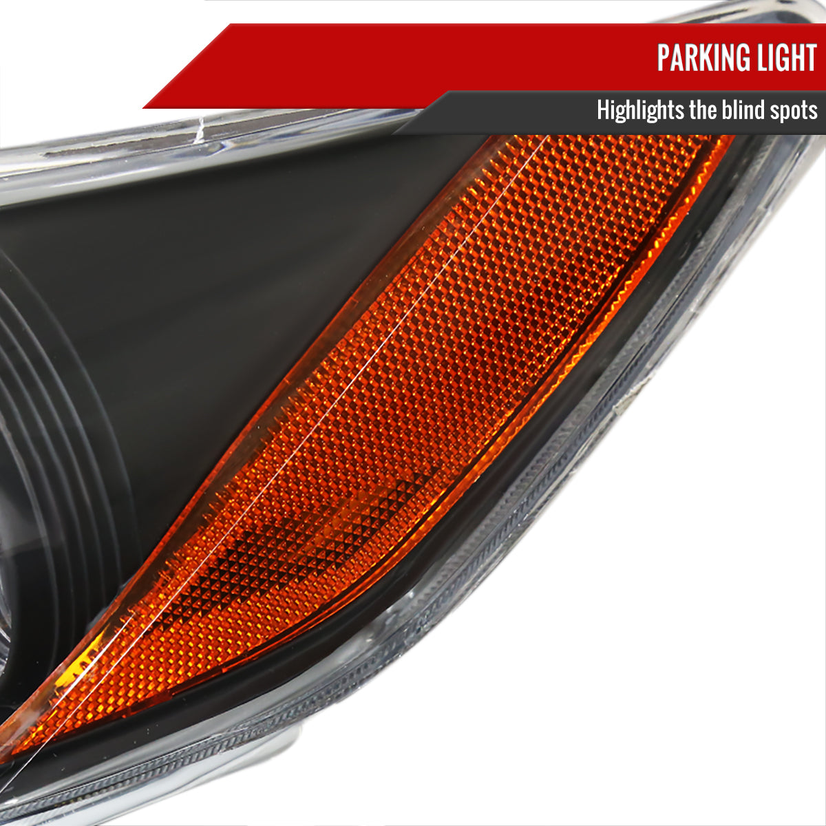 2007-2009 Toyota Camry Projector Headlights w/ Amber Reflectors (Matte Black Housing/Clear Lens)
