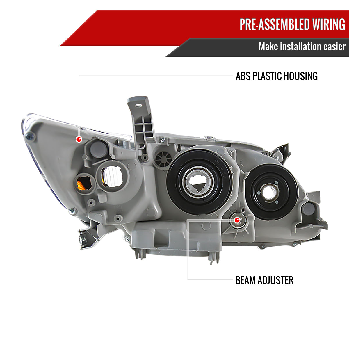 2007-2009 Toyota Camry Projector Headlights w/ Amber Reflectors (Matte Black Housing/Clear Lens)