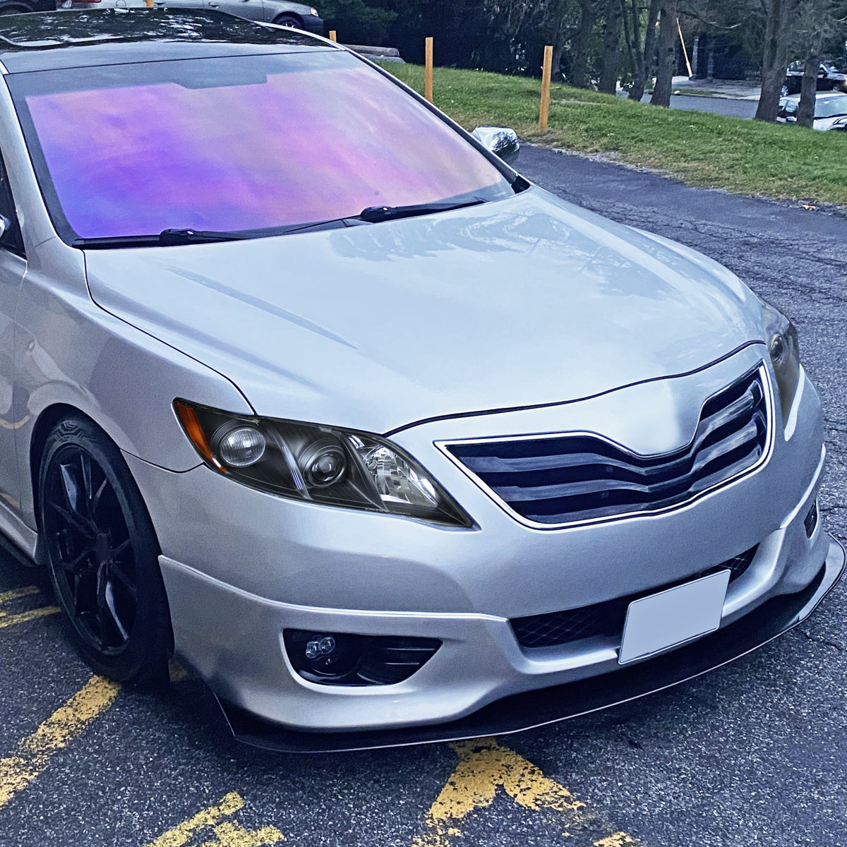 2007-2009 Toyota Camry Projector Headlights w/ Amber Reflectors (Matte Black Housing/Clear Lens)
