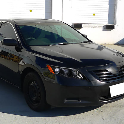 2007-2009 Toyota Camry Projector Headlights w/ Amber Reflectors (Matte Black Housing/Clear Lens)