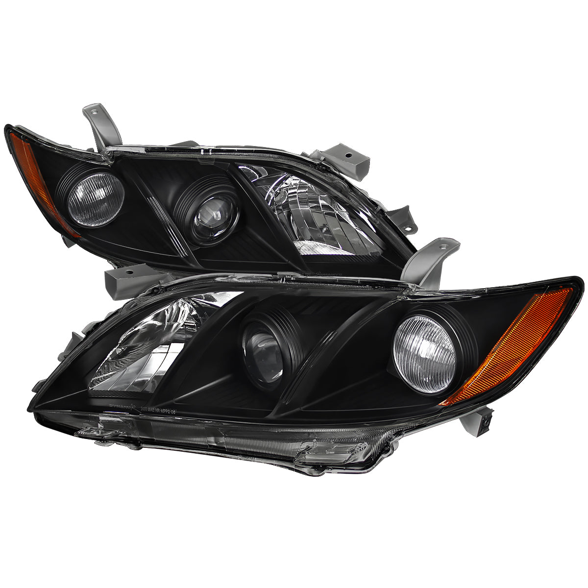 2007-2009 Toyota Camry Projector Headlights w/ Amber Reflectors (Matte Black Housing/Clear Lens)