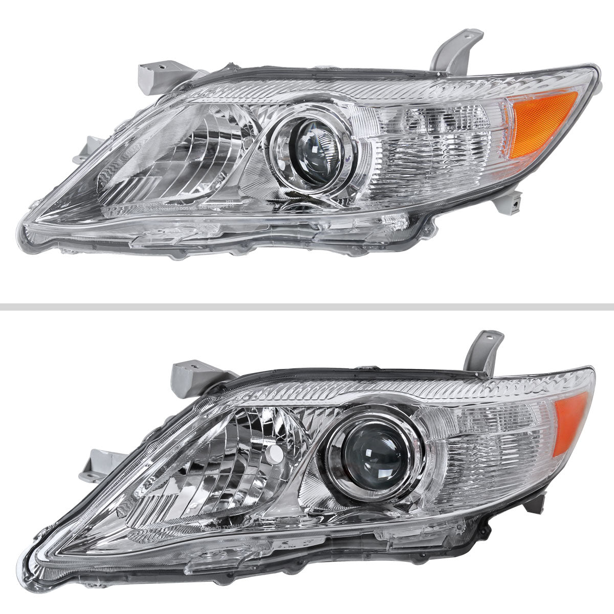 2010-2011 Toyota Camry Projector Headlights w/ Amber Reflectors (Chrome Housing/Clear Lens)