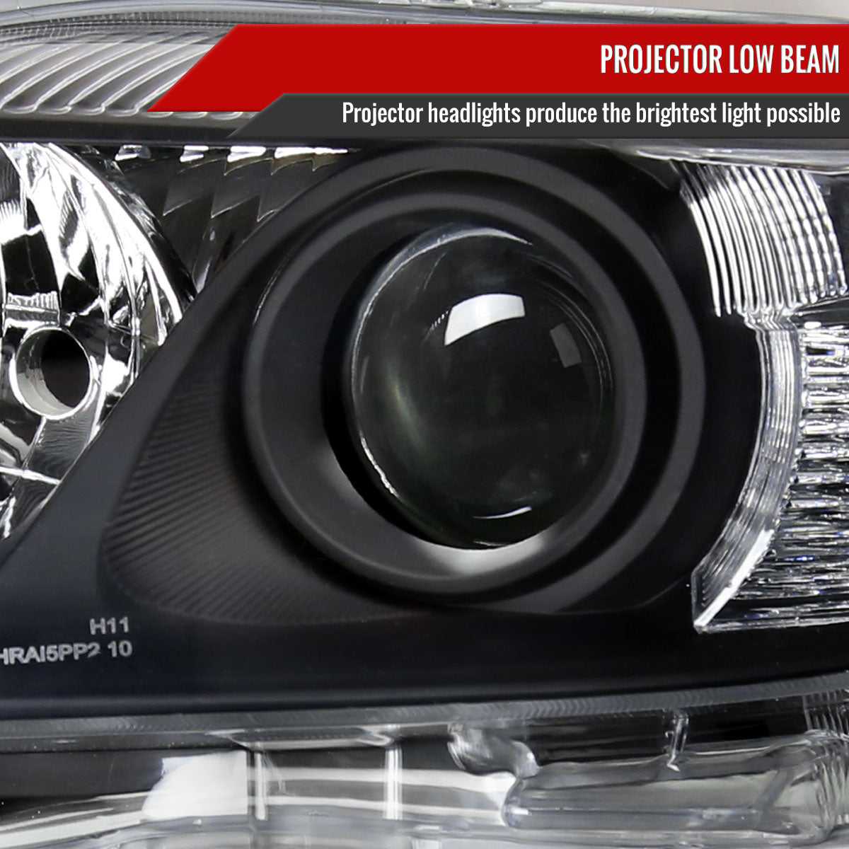 2010-2011 Toyota Camry Projector Headlights w/ Amber Reflectors (Matte Black Housing/Clear Lens)