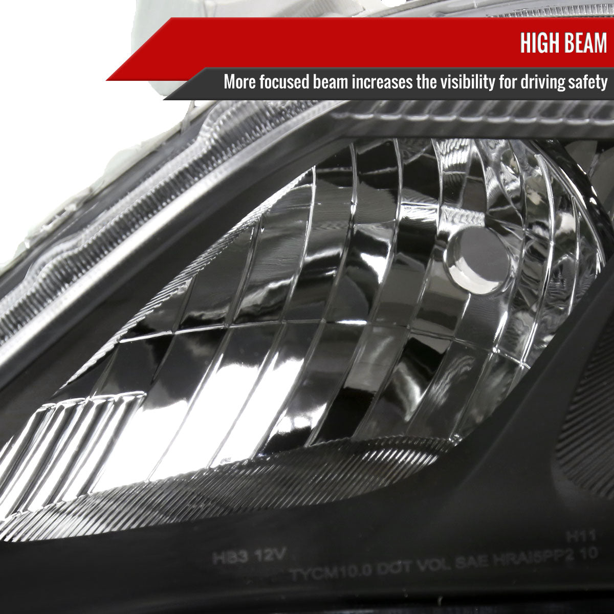 2010-2011 Toyota Camry Projector Headlights w/ Amber Reflectors (Matte Black Housing/Clear Lens)