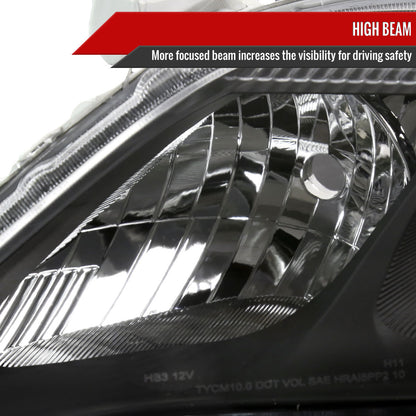 2010-2011 Toyota Camry Projector Headlights w/ Amber Reflectors (Matte Black Housing/Clear Lens)