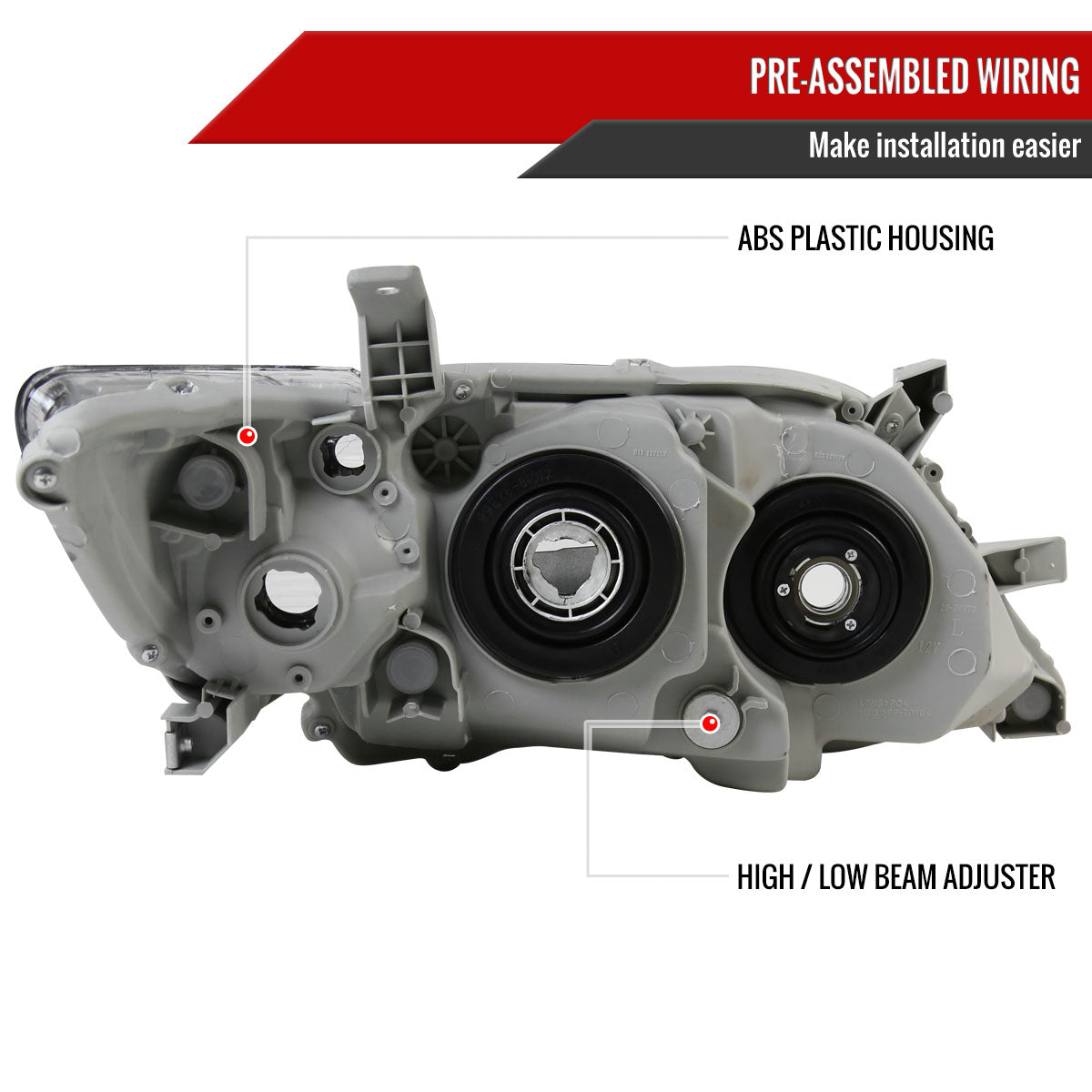 2010-2011 Toyota Camry Projector Headlights w/ Amber Reflectors (Matte Black Housing/Clear Lens)