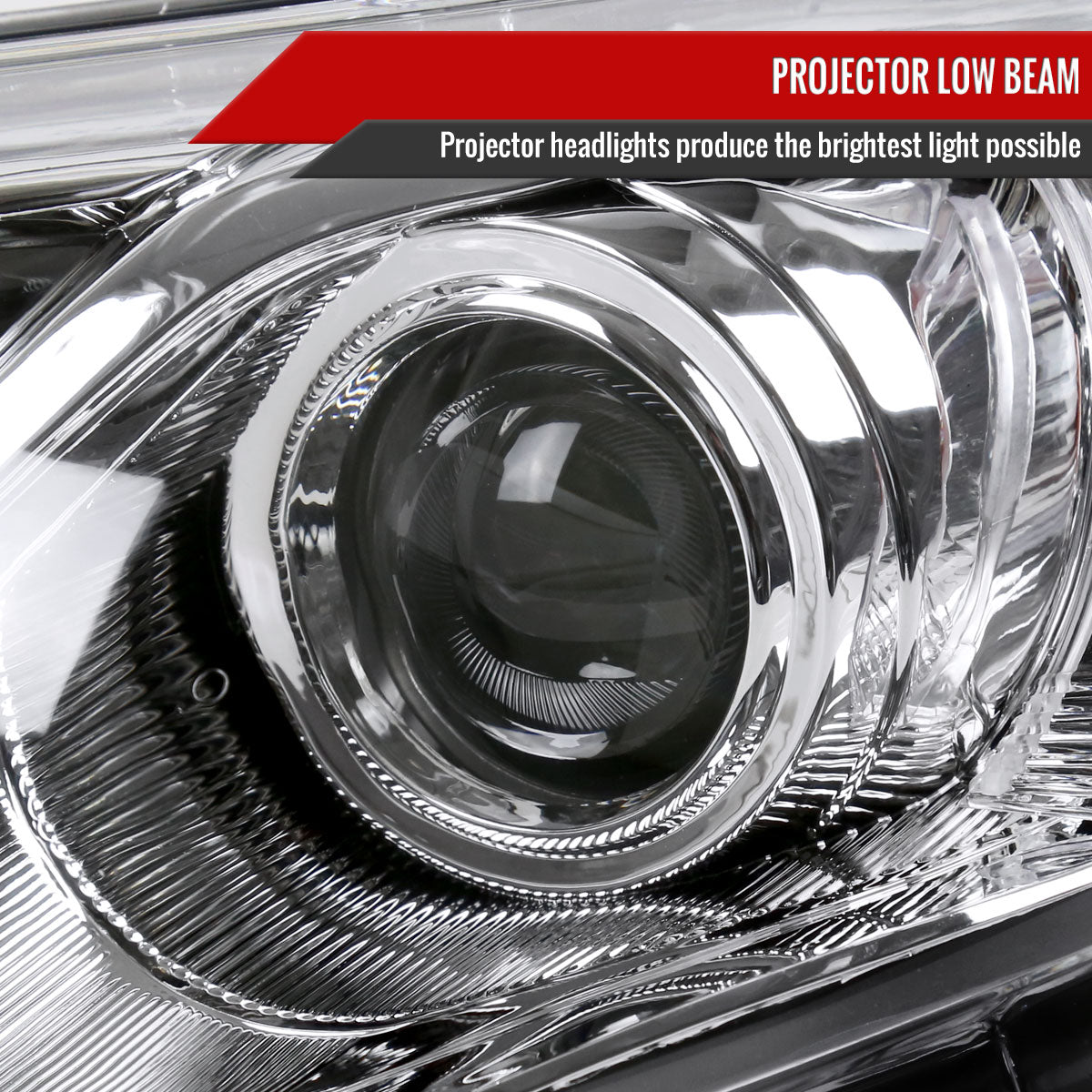 2012-2014 Toyota Camry Projector Headlights w/ Amber Reflectors (Chrome Housing/Clear Lens)