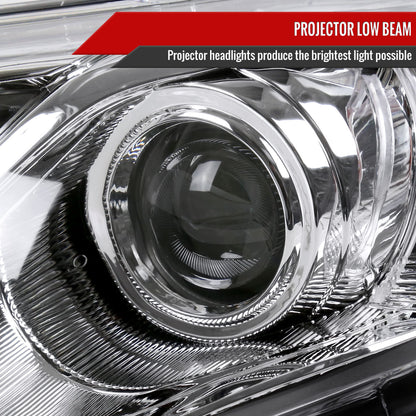 2012-2014 Toyota Camry Projector Headlights w/ Amber Reflectors (Chrome Housing/Clear Lens)