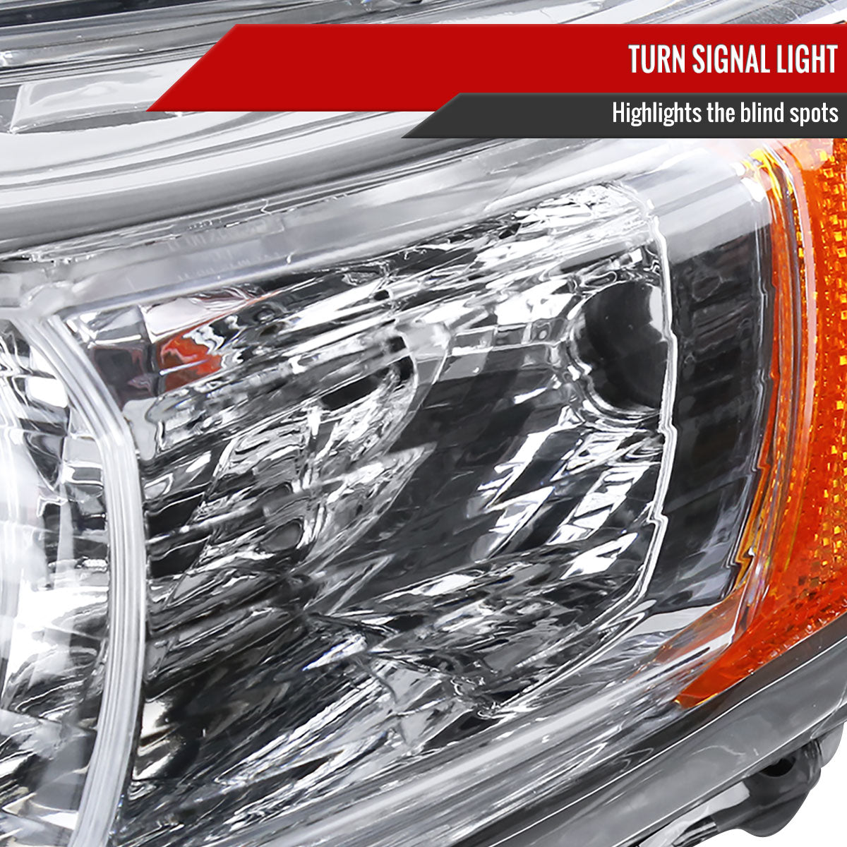 2012-2014 Toyota Camry Projector Headlights w/ Amber Reflectors (Chrome Housing/Clear Lens)