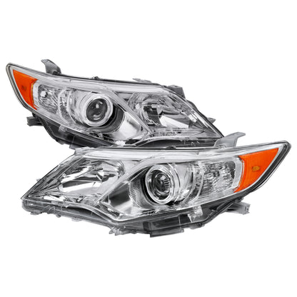 2012-2014 Toyota Camry Projector Headlights w/ Amber Reflectors (Chrome Housing/Clear Lens)