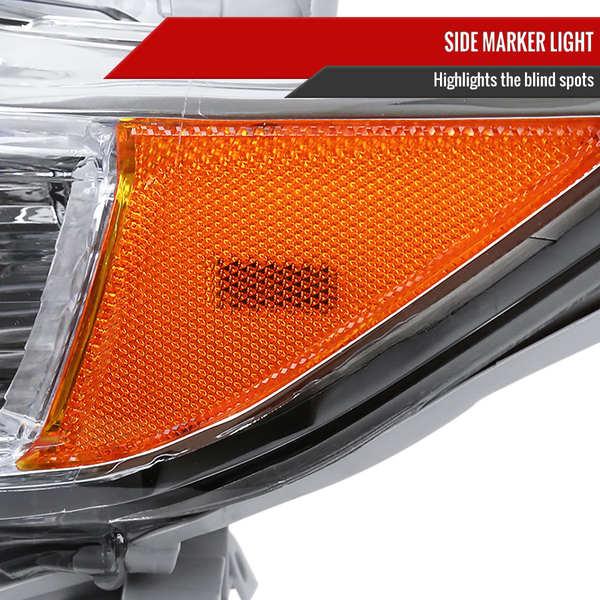 2012-2014 Toyota Camry Projector Headlights w/ Amber Reflectors - Driver Side Only (Chrome Housing/Clear Lens)