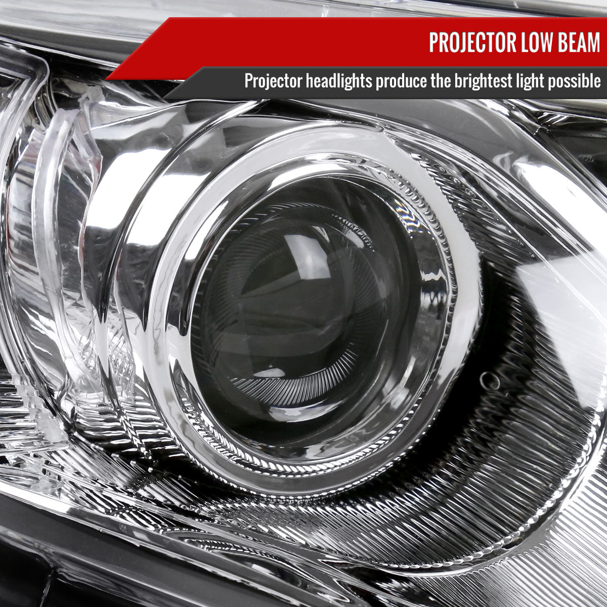 2012-2014 Toyota Camry Projector Headlights w/ Amber Reflectors - Passenger Side Only (Chrome Housing/Clear Lens)