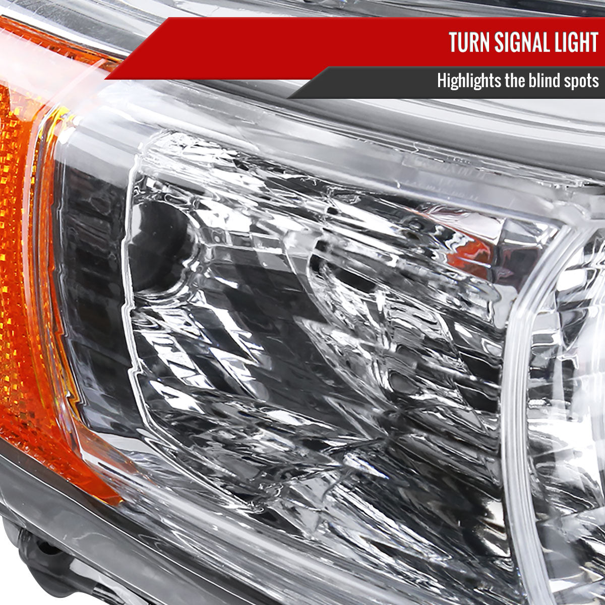 2012-2014 Toyota Camry Projector Headlights w/ Amber Reflectors - Passenger Side Only (Chrome Housing/Clear Lens)