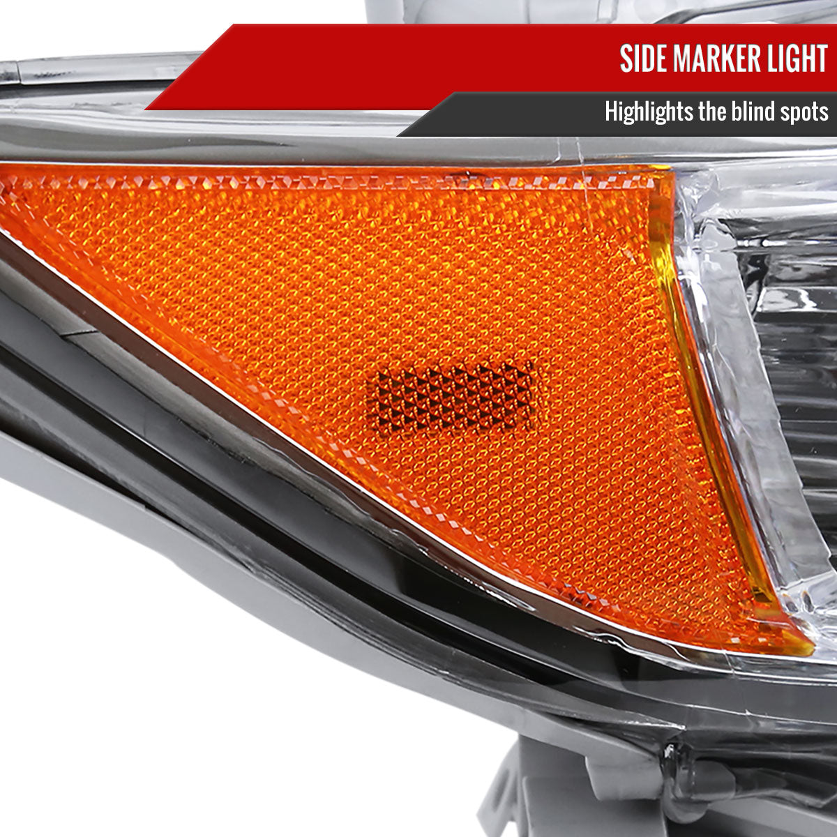 2012-2014 Toyota Camry Projector Headlights w/ Amber Reflectors - Passenger Side Only (Chrome Housing/Clear Lens)