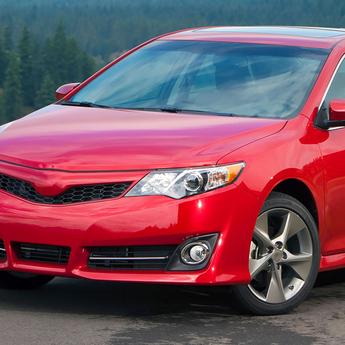 2012-2014 Toyota Camry Projector Headlights w/ Amber Reflectors (Jet Black Housing/Clear Lens)