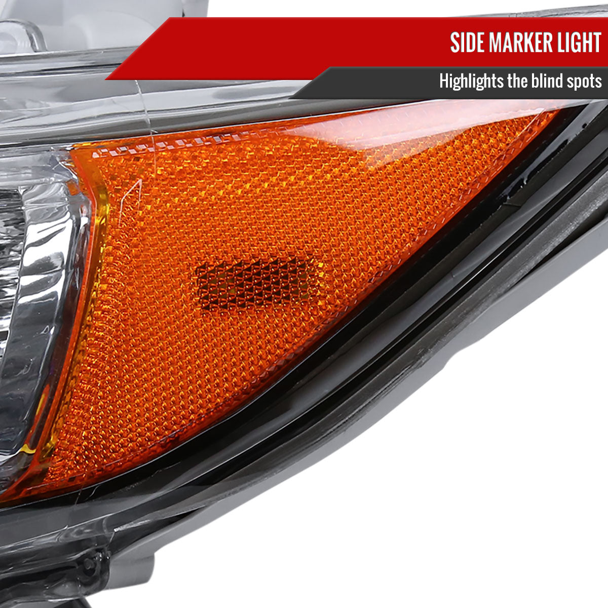2012-2014 Toyota Camry Projector Headlight w/ Amber Reflector - Driver Side Only (Jet Black Housing/Clear Lens)