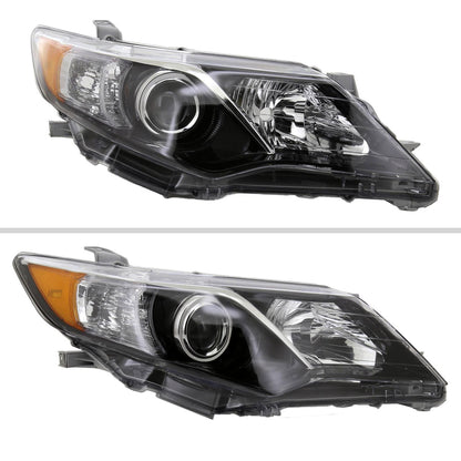 2012-2014 Toyota Camry Projector Headlight w/ Amber Reflector - Passenger Side Only (Jet Black Housing/Clear Lens)
