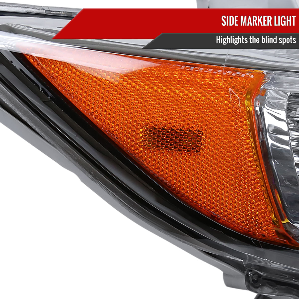 2012-2014 Toyota Camry Projector Headlight w/ Amber Reflector - Passenger Side Only (Jet Black Housing/Clear Lens)