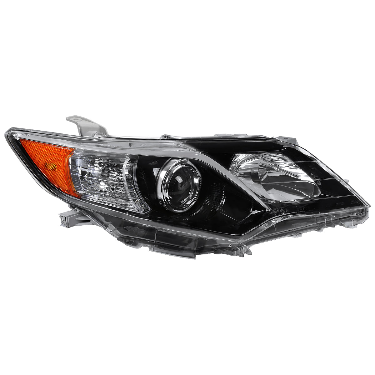 2012-2014 Toyota Camry Projector Headlight w/ Amber Reflector - Passenger Side Only (Jet Black Housing/Clear Lens)