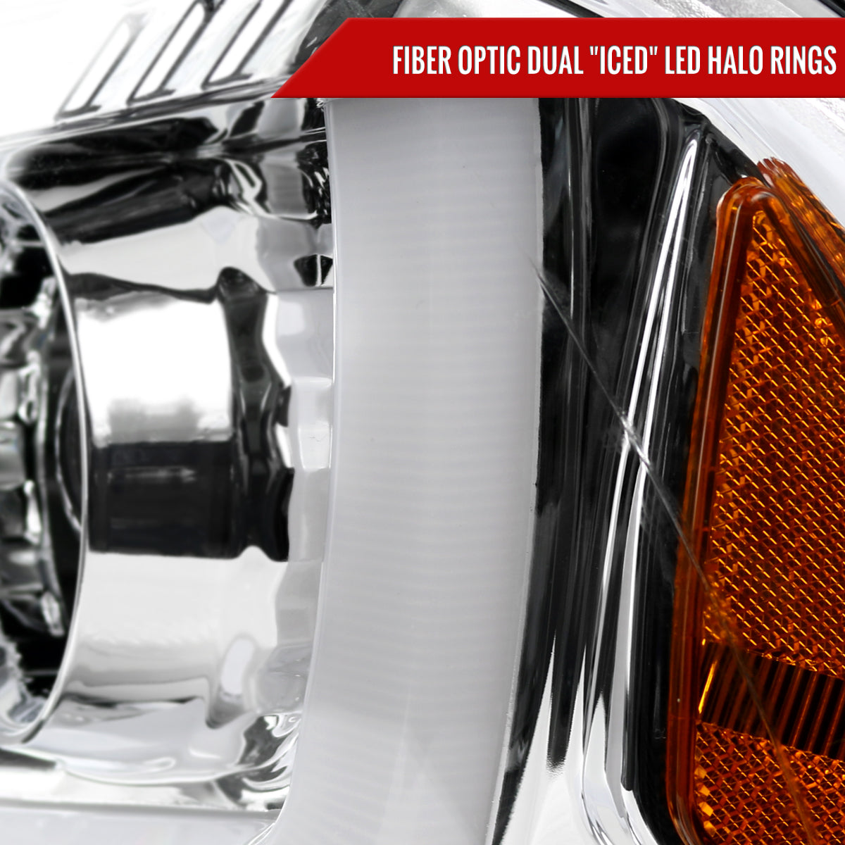 2011-2014 Dodge Charger Dual LED U-Bar Projector Headlights (Chrome Housing/Clear Lens)