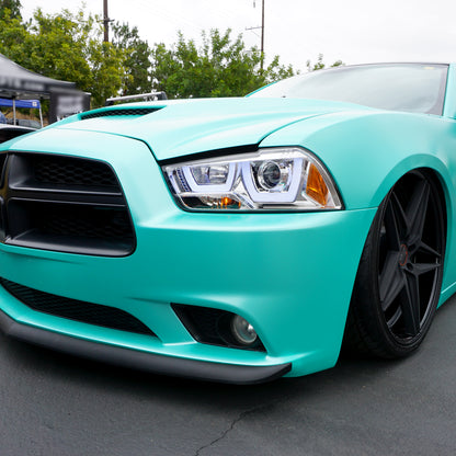 2011-2014 Dodge Charger Dual LED U-Bar Projector Headlights (Chrome Housing/Clear Lens)