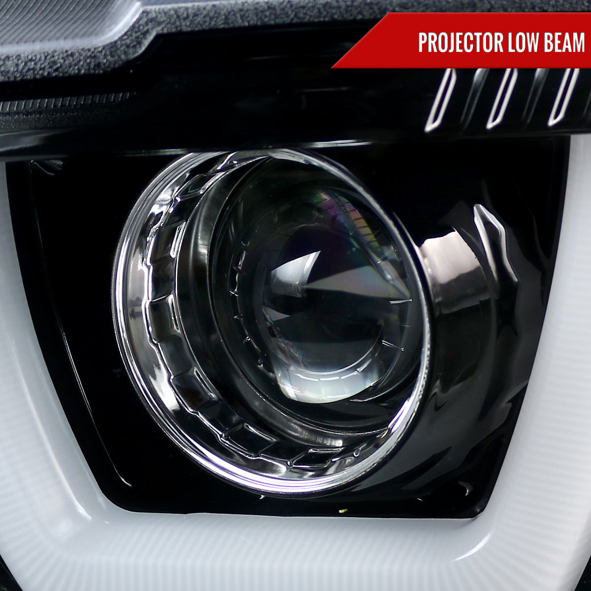 2011-2014 Dodge Charger Dual LED U-Bar Projector Headlights (Jet Black Housing/Clear Lens)