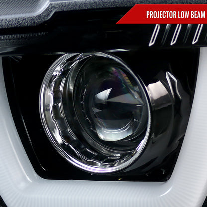 2011-2014 Dodge Charger Dual LED U-Bar Projector Headlights (Jet Black Housing/Clear Lens)