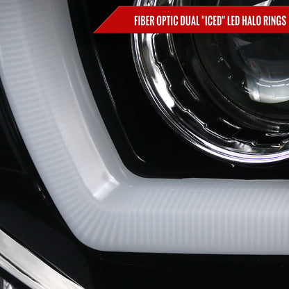 2011-2014 Dodge Charger Dual LED U-Bar Projector Headlights (Jet Black Housing/Clear Lens)