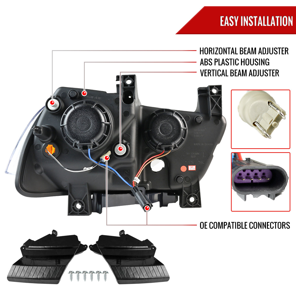 2011-2014 Dodge Charger Dual LED U-Bar Projector Headlights (Jet Black Housing/Clear Lens)