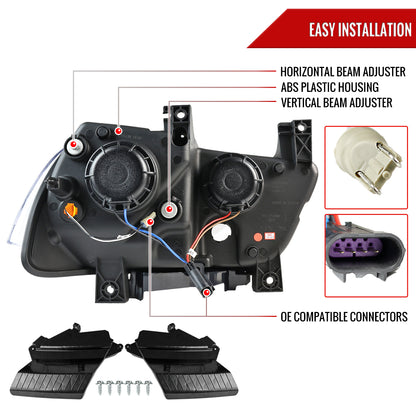2011-2014 Dodge Charger Dual LED U-Bar Projector Headlights (Jet Black Housing/Clear Lens)