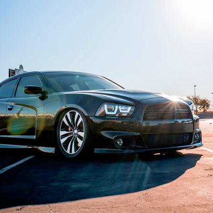 2011-2014 Dodge Charger Dual LED U-Bar Projector Headlights (Jet Black Housing/Clear Lens)