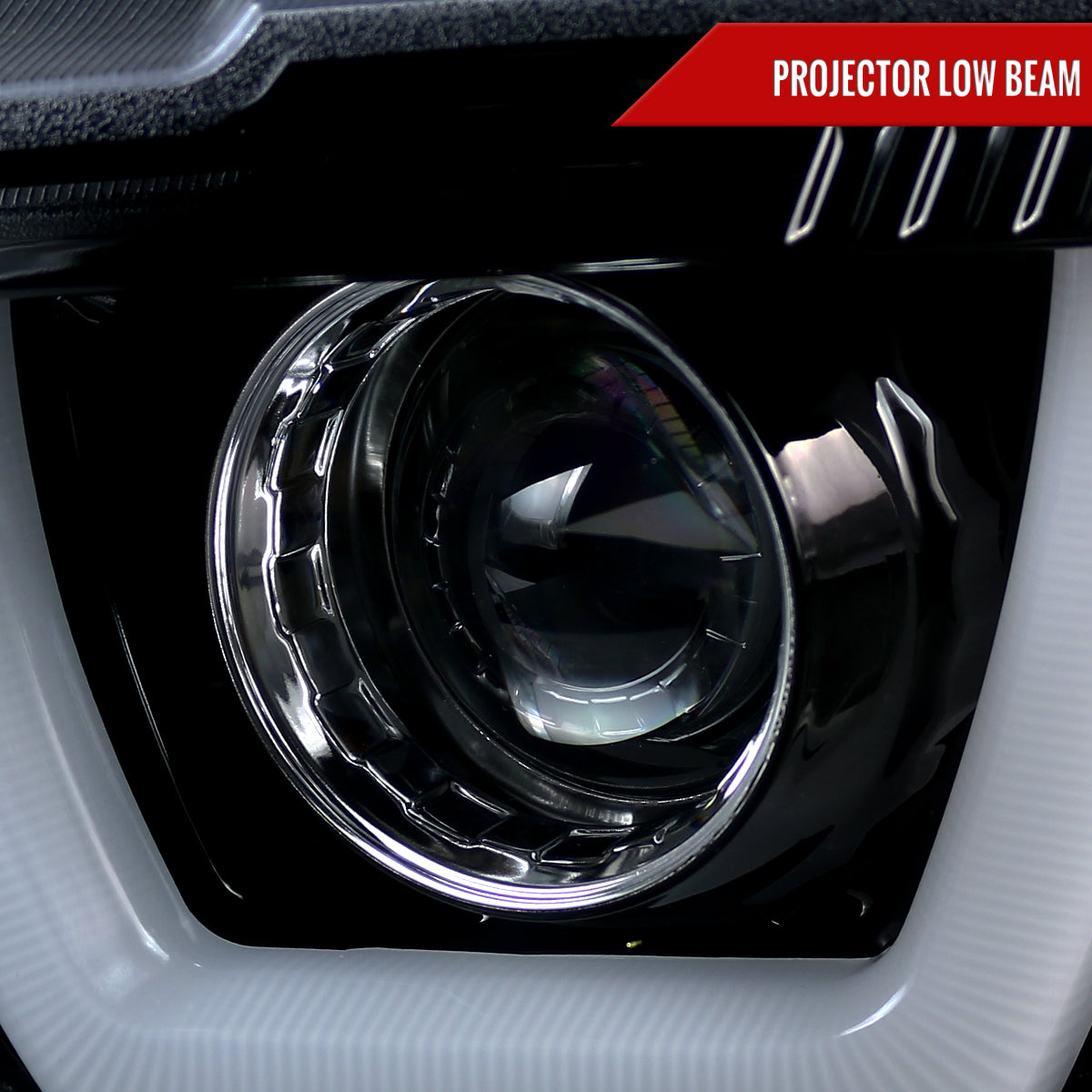 2011-2014 Dodge Charger Dual LED U-Bar Projector Headlights (Glossy Black Housing/Smoked Lens)