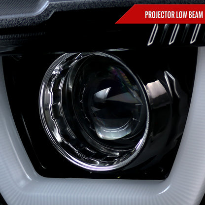 2011-2014 Dodge Charger Dual LED U-Bar Projector Headlights (Glossy Black Housing/Smoked Lens)