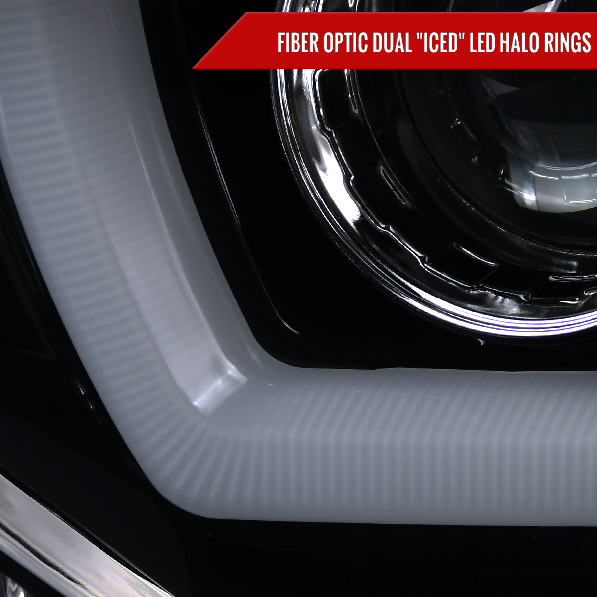 2011-2014 Dodge Charger Dual LED U-Bar Projector Headlights (Glossy Black Housing/Smoked Lens)