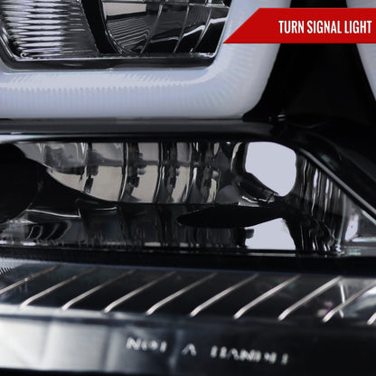 2011-2014 Dodge Charger Dual LED U-Bar Projector Headlights (Glossy Black Housing/Smoked Lens)