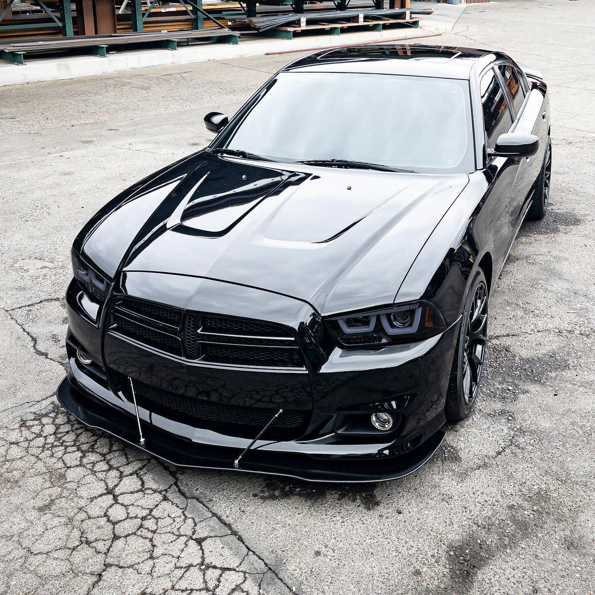2011-2014 Dodge Charger Dual LED U-Bar Projector Headlights (Glossy Black Housing/Smoked Lens)