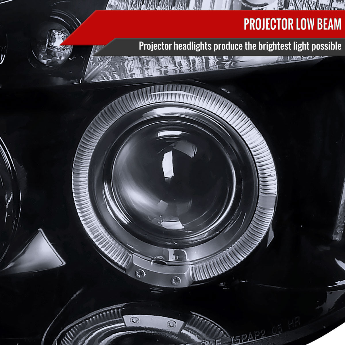 2005-2010 Chevrolet Cobalt Pontiac G5/Pursuit Dual Halo Projector Headlights (Glossy Black Housing/Smoked Lens)
