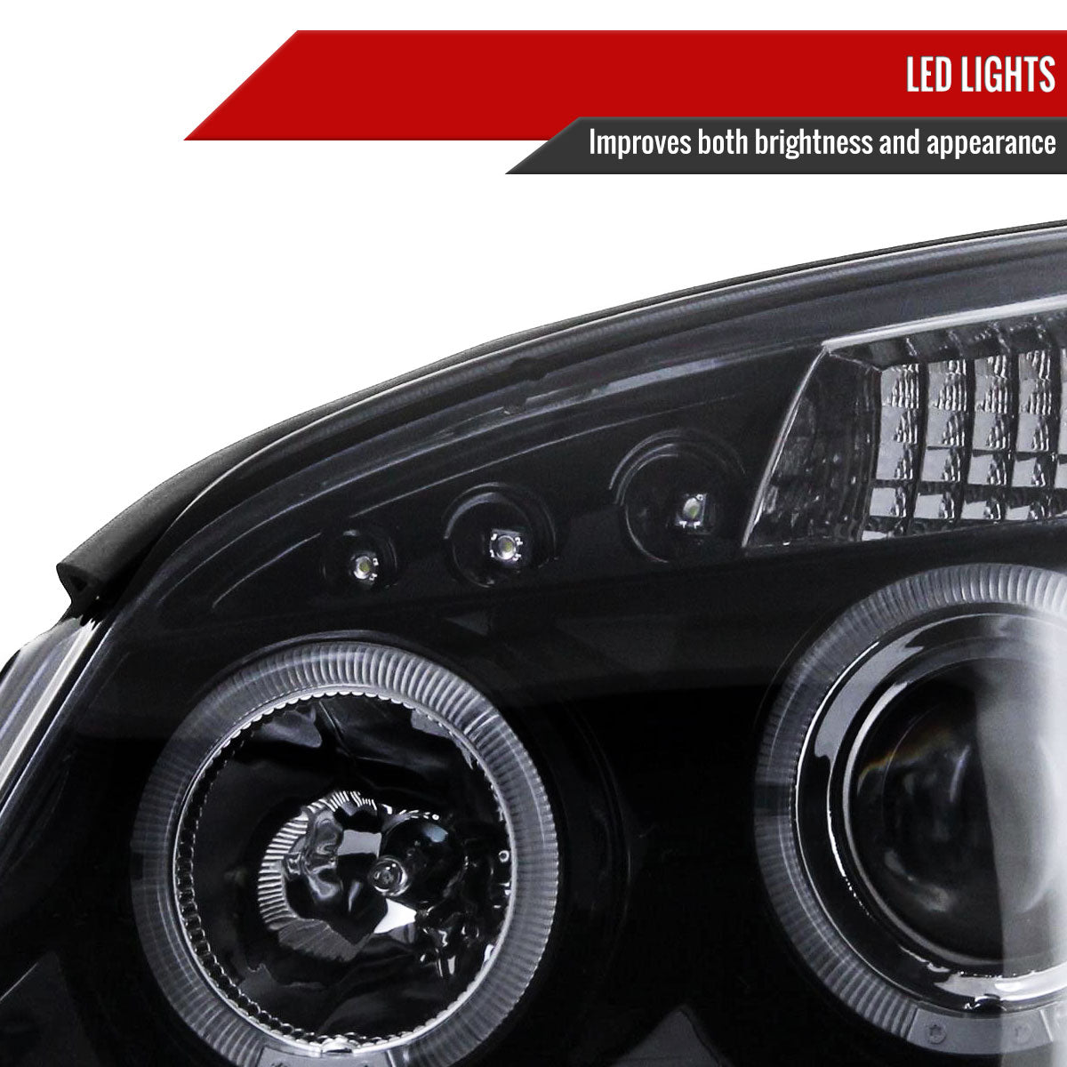 2005-2010 Chevrolet Cobalt Pontiac G5/Pursuit Dual Halo Projector Headlights (Glossy Black Housing/Smoked Lens)
