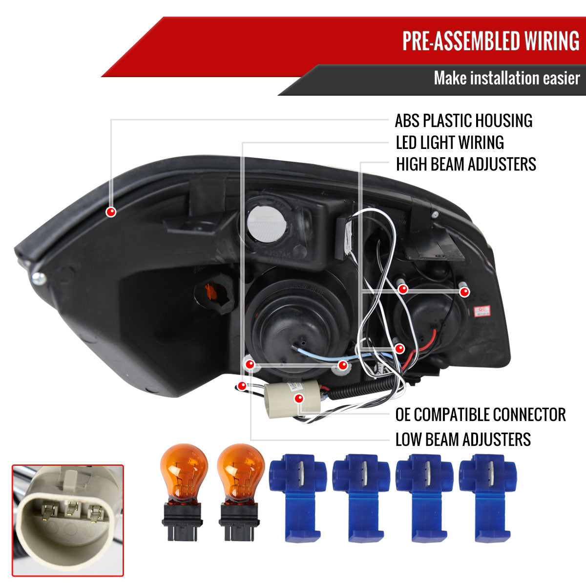 2005-2010 Chevrolet Cobalt Pontiac G5/Pursuit Dual Halo Projector Headlights (Glossy Black Housing/Smoked Lens)