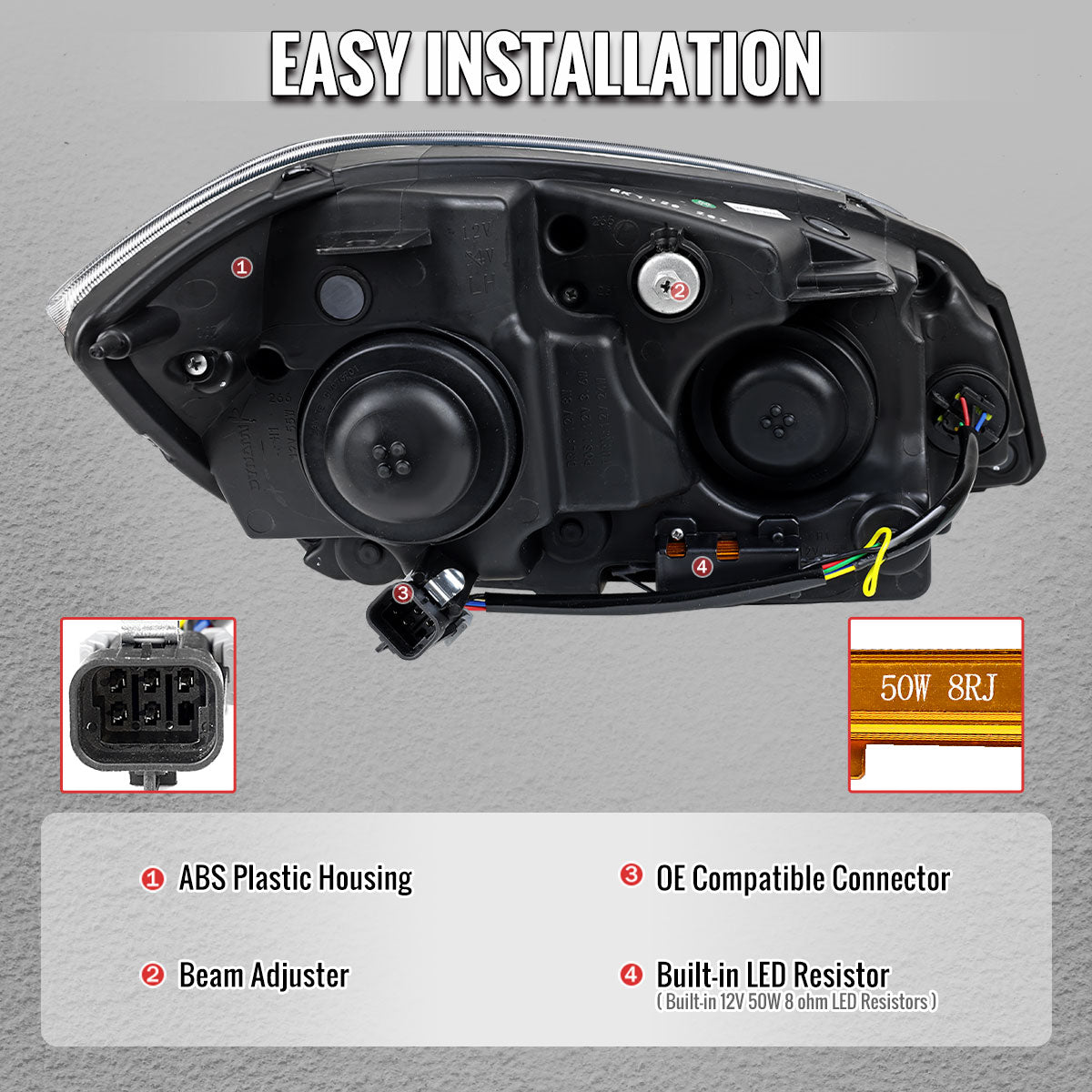 2005â€“2010 Chevrolet Cobalt Pontiac G5/Pursuit LED Bar Projector Headlights w/ LED DRL Light Tube (Matte Black Housing / Clear Lens)
