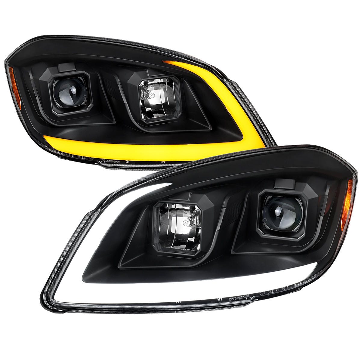 2005â€“2010 Chevrolet Cobalt Pontiac G5/Pursuit LED Bar Projector Headlights w/ LED DRL Light Tube (Matte Black Housing / Clear Lens)