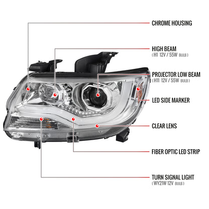 2015-2022 Chevrolet Colorado LED Bar Projector Headlights (Chrome Housing/Clear Lens)