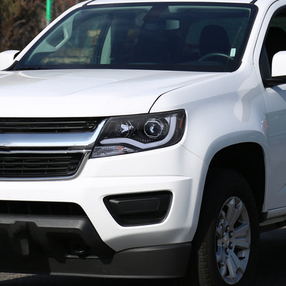 2015-2022 Chevrolet Colorado LED Bar Projector Headlights (Glossy Black Housing/Smoked Lens)
