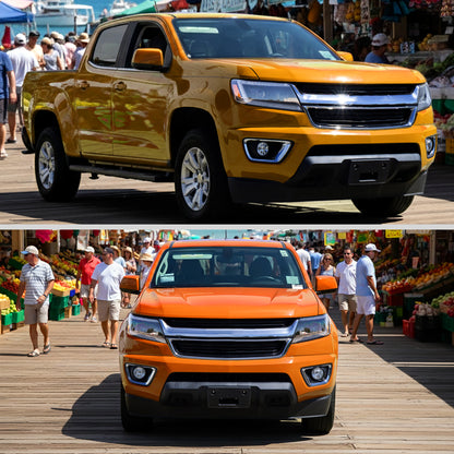2015-2022 Chevrolet Colorado Projector Headlights w/ LED DRL Light Strip Sequential Turn Signal and Side Marker  (Black Housing / Clear Lens)