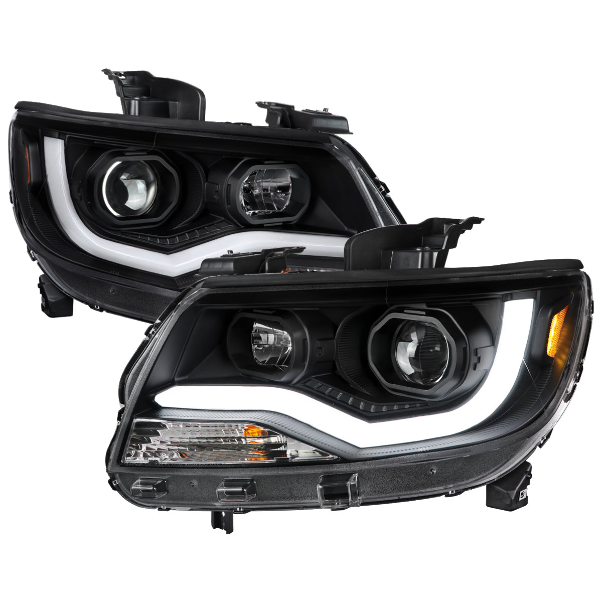2015-2022 Chevrolet Colorado LED Bar Projector Headlights (Matte Black Housing/Clear Lens)