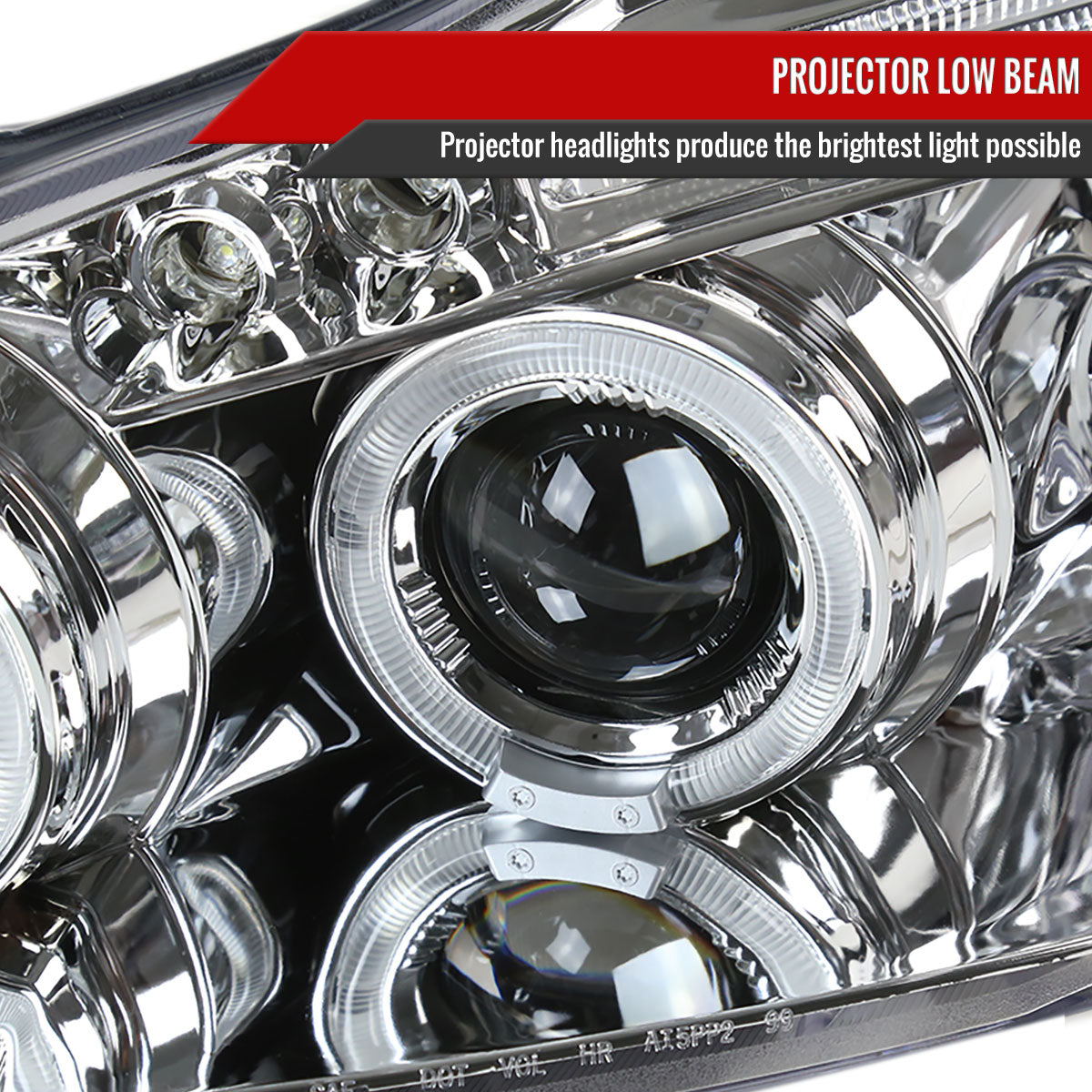 2003-2008 Toyota Corolla Dual Halo Projector Headlights (Chrome Housing/Clear Lens)