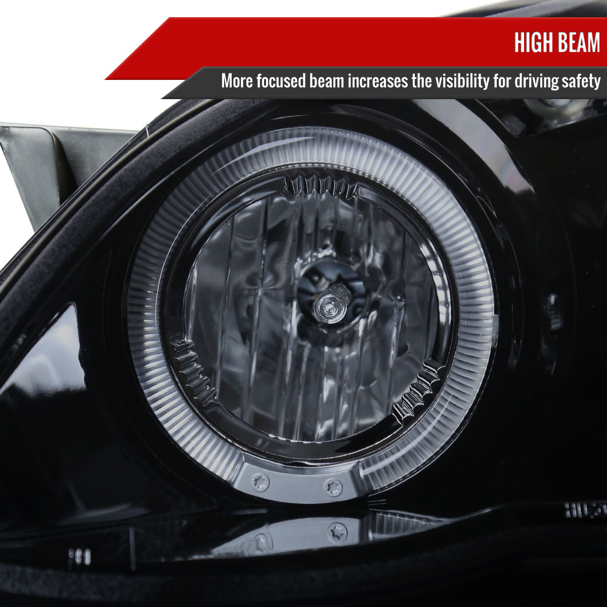 2003-2008 Toyota Corolla Dual Halo Projector Headlights (Glossy Black Housing/Smoked Lens)