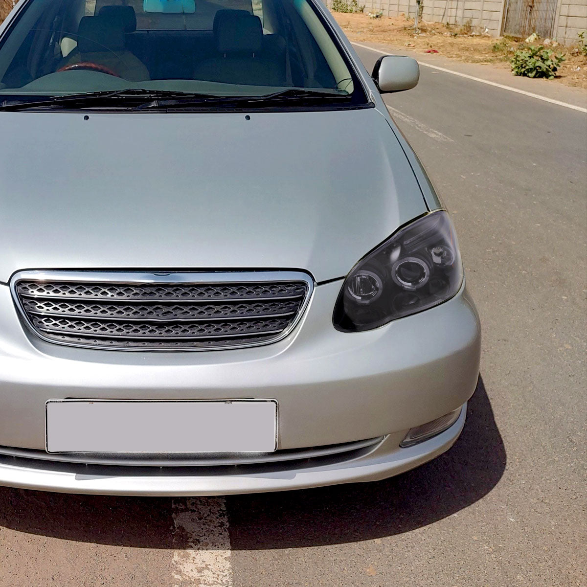 2003-2008 Toyota Corolla Dual Halo Projector Headlights (Glossy Black Housing/Smoked Lens)