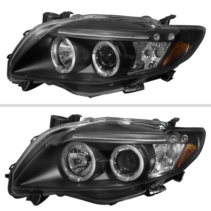 2009-2010 Toyota Corolla Dual Halo Projector Headlights (Matte Black Housing/Clear Lens)